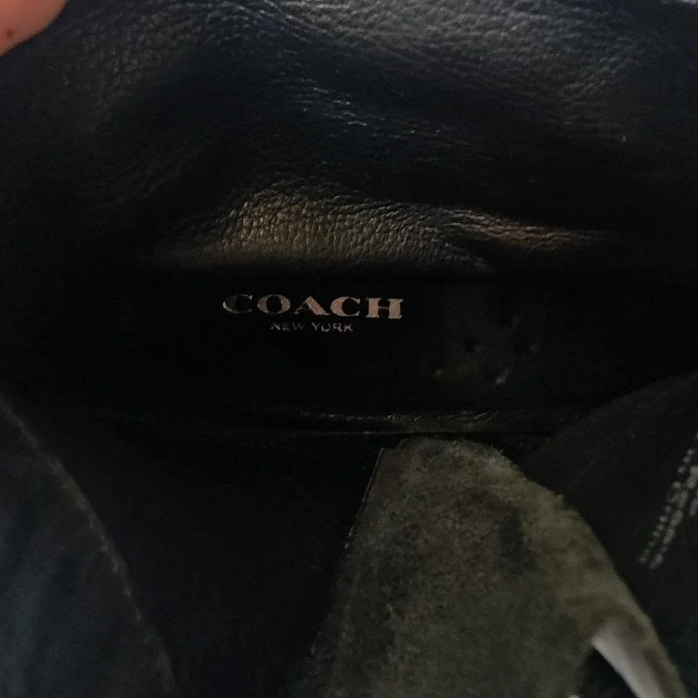 Coach Ankle Boots Womens‎ Black Leather Side Zip Low Block Heel Sample